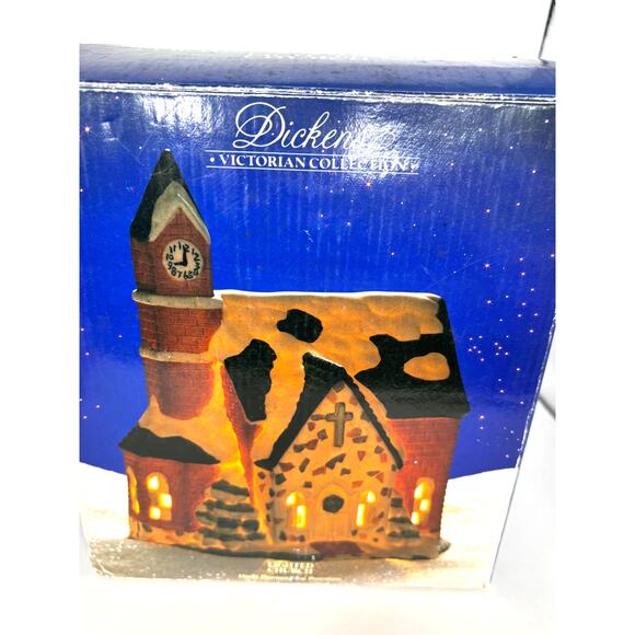 Vintage Dickens Victoria Collection Lighted Church with Original Box 1992 Works - Picture 12 of 15